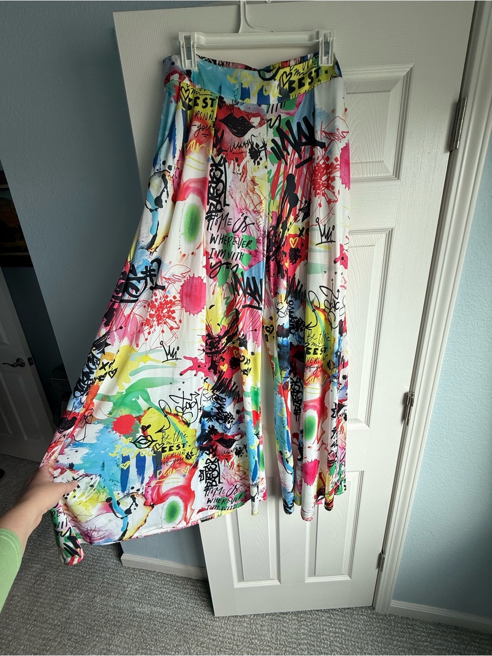 Colorful Graffiti Print Maxi Skirt - Multicolor